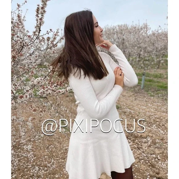 ZARA RIBBED KNIT FLARE DRESS ECRU WHITE - Picture 3 of 12